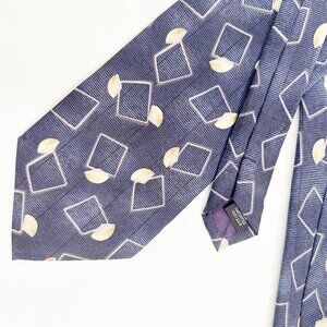 GEOFFREY BEENE Men's Tie - 100% Imported Silk - Blue, Gray & Yellow